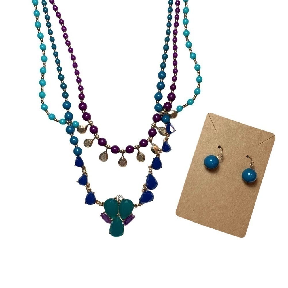 Boho Blue & Purple Necklace & Earring Bundle - Picture 7 of 15